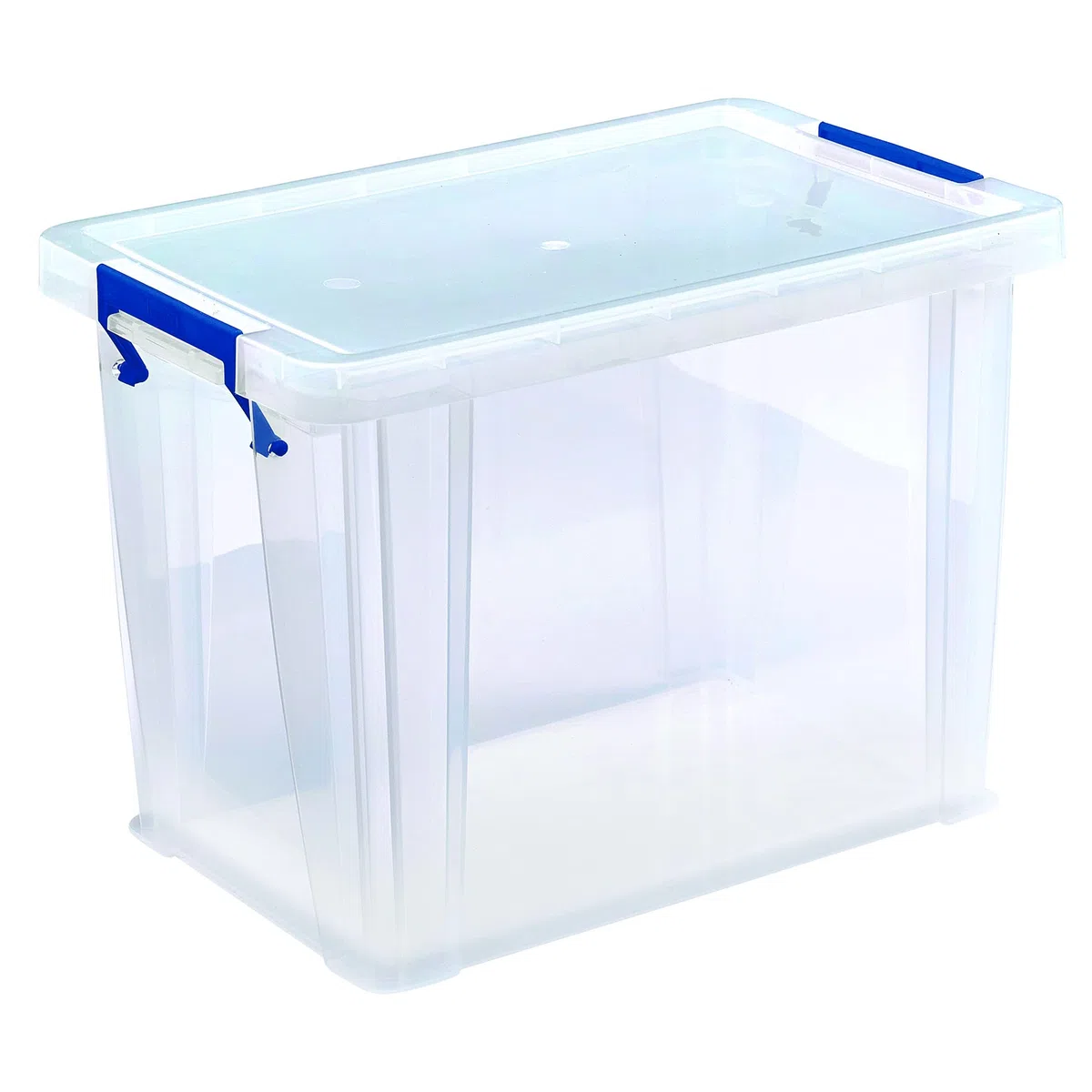 Bankers Box Prostore scatola porta oggetti in plastica con coperchio, 18,5 litri, impilabile, scatole per armadio super resistenti, dimensioni 28x32x20 cm, contenitori plastica trasparente, 1 unità