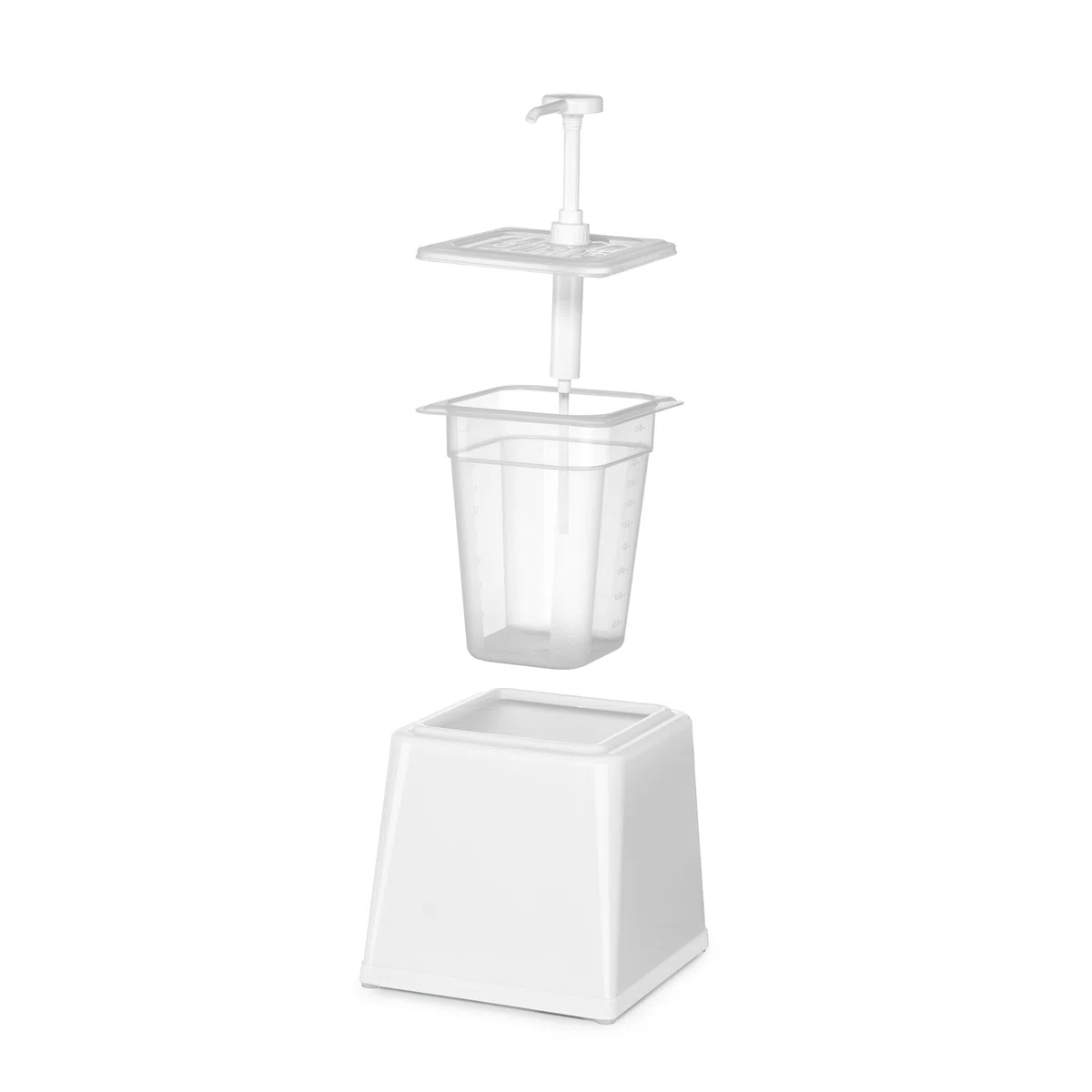 HENDI Dosatore per salse con pompa, distributore di condimenti, dispenser riutilizzabile, senza BPA, capacità: 2,5 L, dosaggio: 20 ml, 230x210x(H)327mm, bianco, ABS, polipropilene