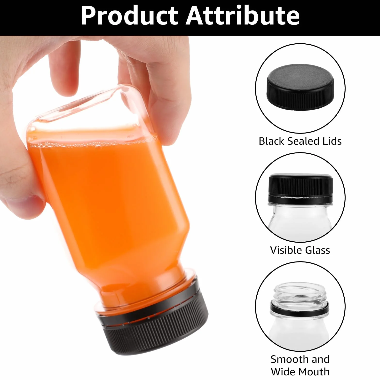 DAJAVE 24 bottiglie di plastica vuote riutilizzabili da riempire con coperchi a prova di perdite, bottiglie piccole con coperchio per succo da 120 ml