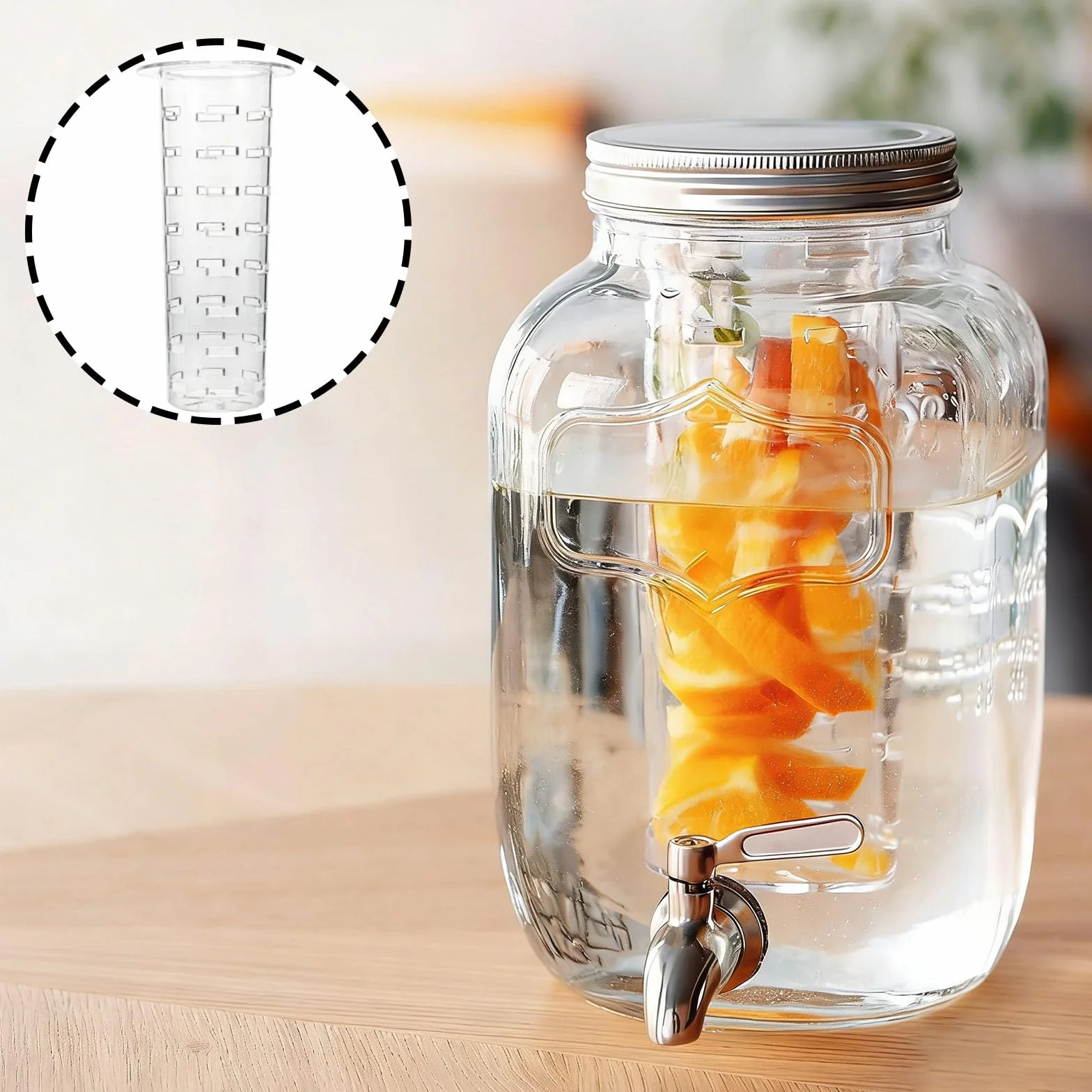 2 infusori per frutta, dispenser di bevande, per succhi di frutta, in acrilico di alta qualità, ideale per dispenser di bevande, bevande alla frutta, casa, bar, campeggio