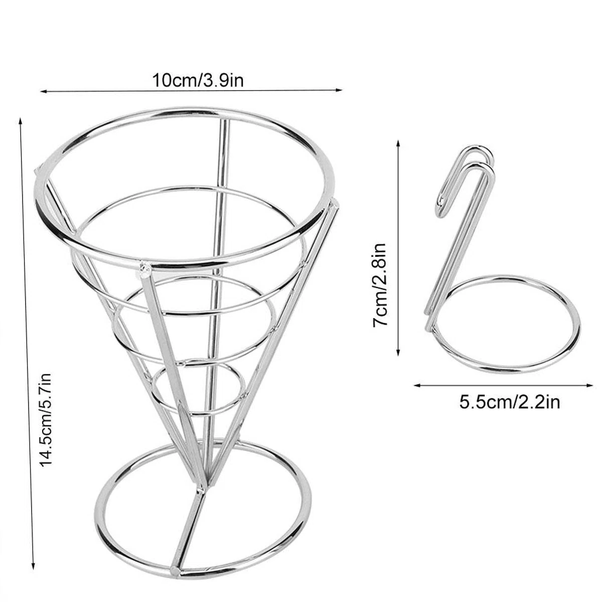 Tyenaza Supporto per Patatine Fritte, Cono Snack Fritto di Pollo Espositore Rack Fritture Alimenti Supporto Fry Chip Cestello in Metallo (Doppia Tazza)