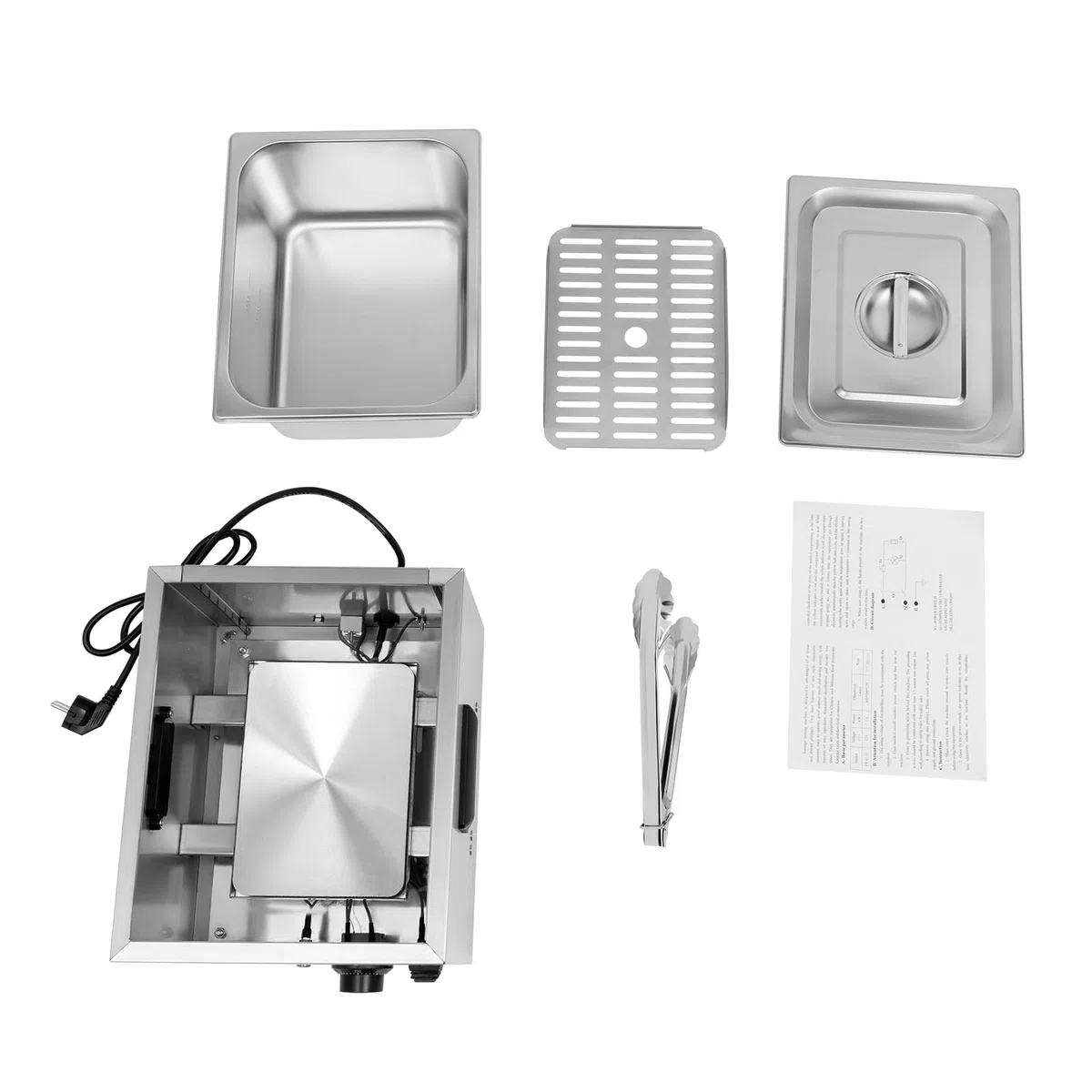 Scaldavivande elettrico per salsicce, 1300 W, in acciaio inox, 10 l, con regolatore di temperatura, per snack bar, panetterie, 39 x 30 x 27 cm