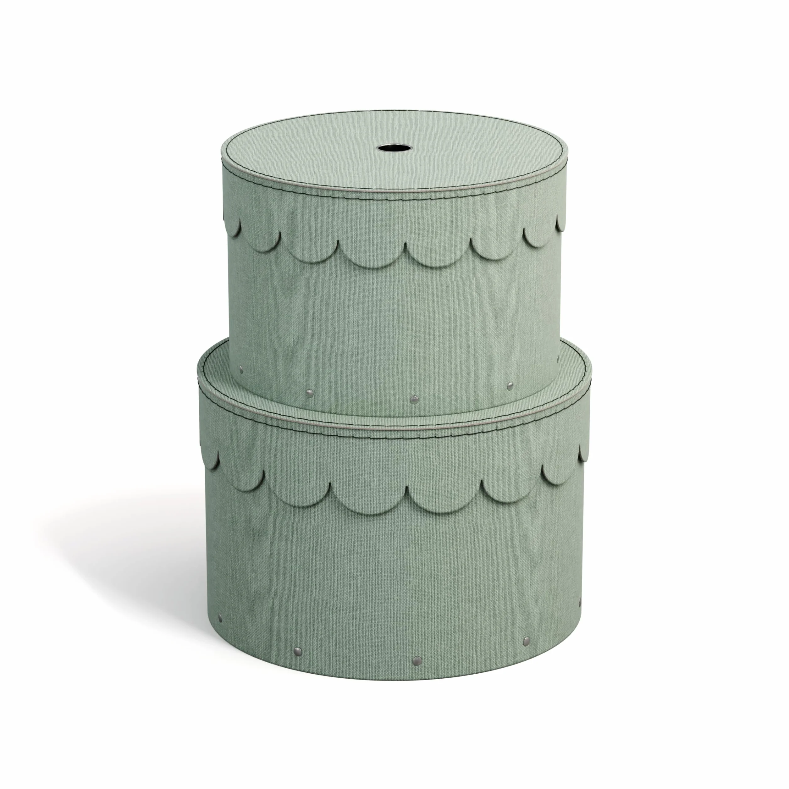 Bigso Box of Sweden WILMA Set di 2 contenitori rotondi con coperchio – Scatola portaoggetti con coperchio per vestiti, giocattoli, ecc. – Scatola rotonda decorativa in fibra e carta effetto lino,