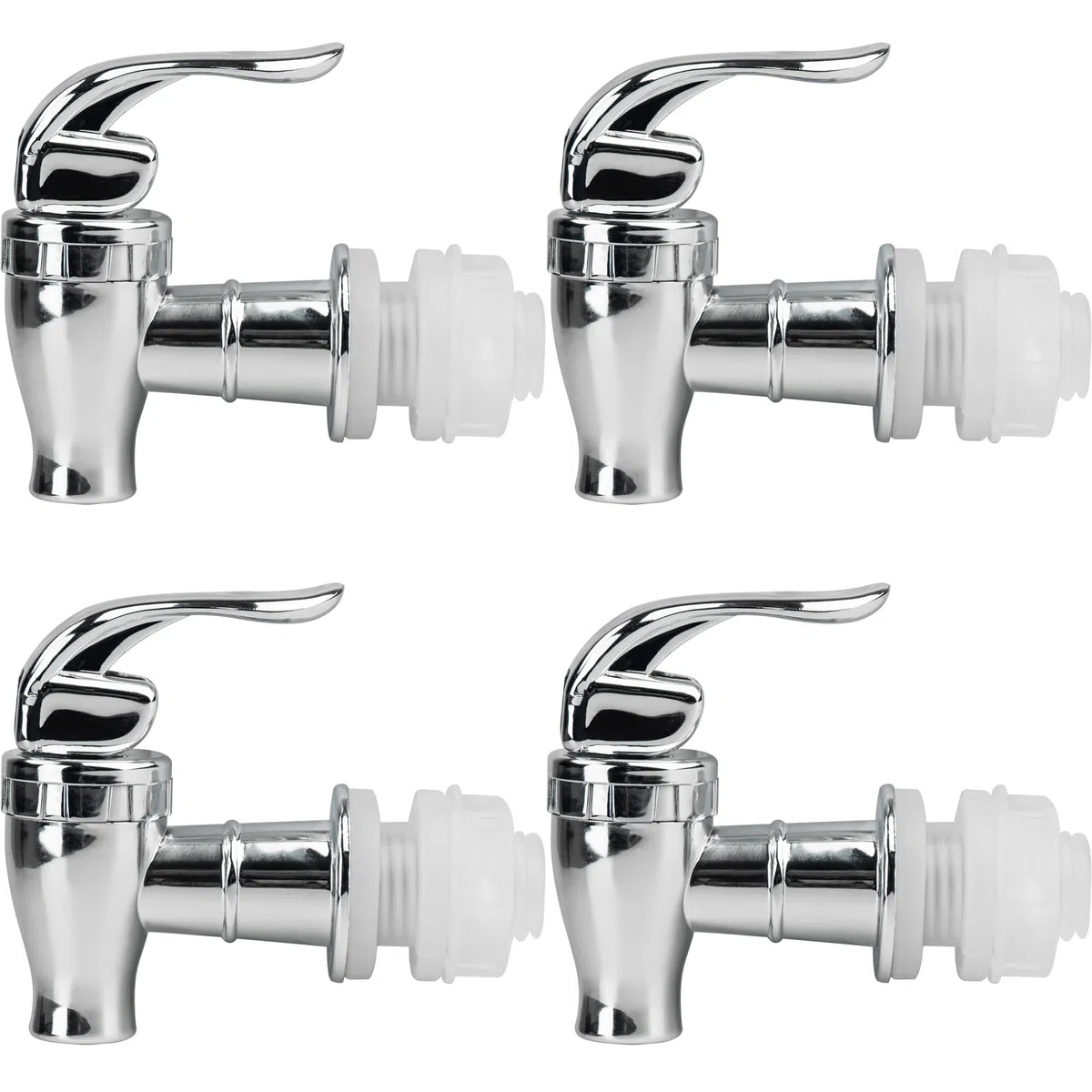 4 beccucci di ricambio per dispenser di bevande, in plastica, per distributori di bevande, set di nastri per rubinetto esterno (stile a pressione, argento)