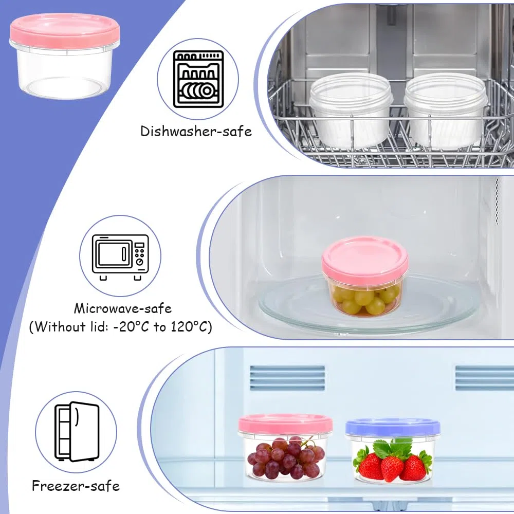 20 Pezzi Contenitori Ermetici per Alimenti Piccoli 200ML Barattoli in Plastica Riutilizzabile con Coperchio Vasetti di Conservazione Ermetici Trasparenti per Yogurt Marmellata Snack
