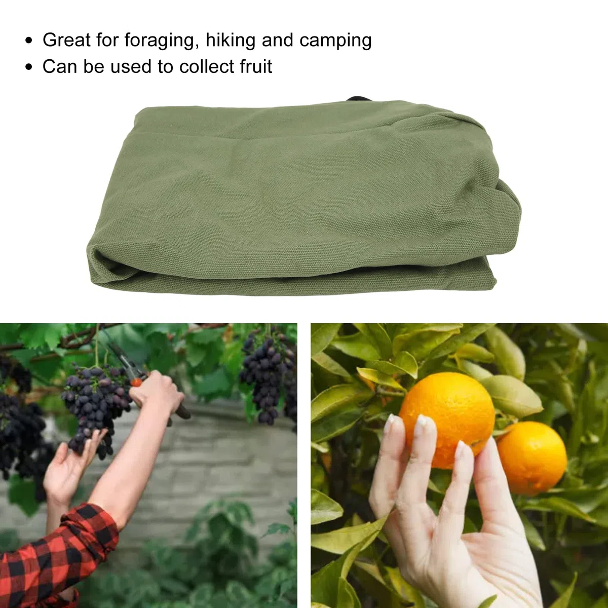 SOONHUA Borsa per foraggiamento, borsa per funghi, design a vita in tessuto Oxford, pieghevole, lavabile, riutilizzabile, per conservare frutta e foraggiamento