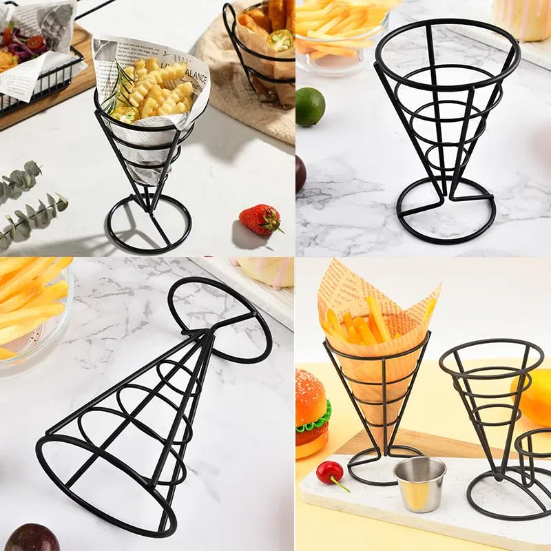 Supporto per Patatine Fritte, 4PCS Cuoppo per Fritti Porta Coni per Fritti Conico Stand per Patatine Fritte Finger Food Contenitori Supporto Conico per Patatine Fritte Supporto per Spuntini