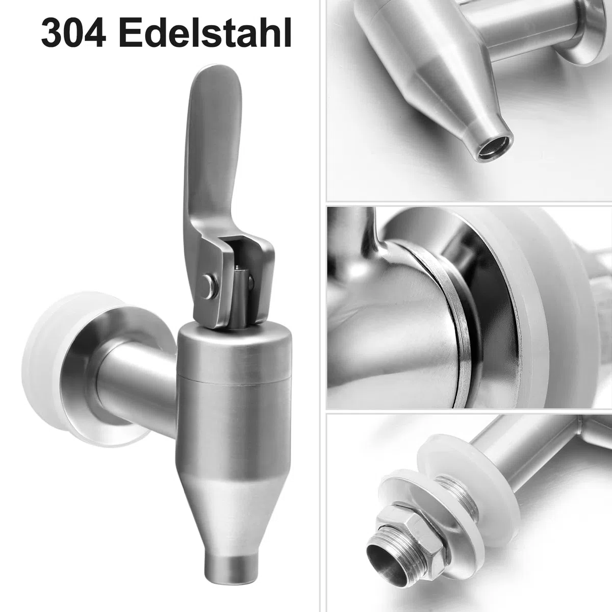Rubinetto Dispenser Acciaio Inox 304, Rubinetto per Distributore Bevande Ricambio, Rubinetto Dispenser per Birra a Casa e Feste
