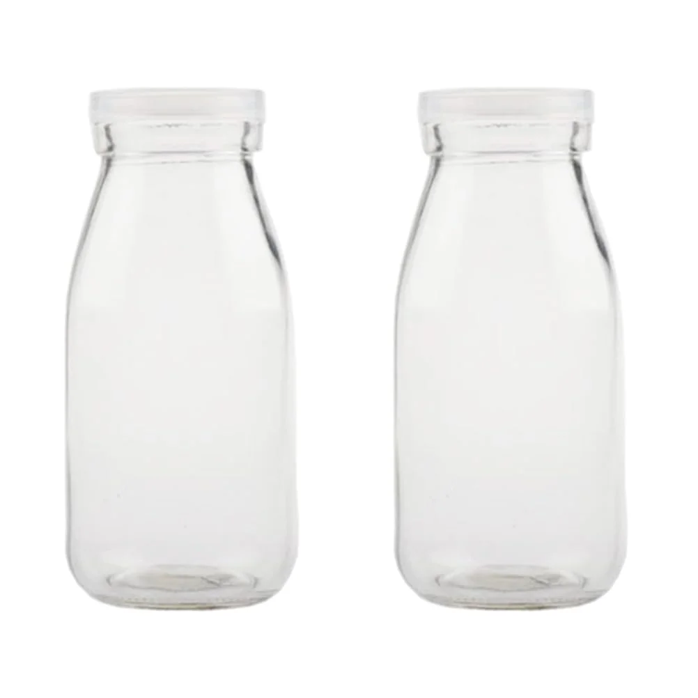 Toyvian Set 2 Bottiglie per Latte da 250ml in Vetro e Plastica Coperchio, Facili da Trasportare e Buona Tenuta, per Famiglie e Ristoranti