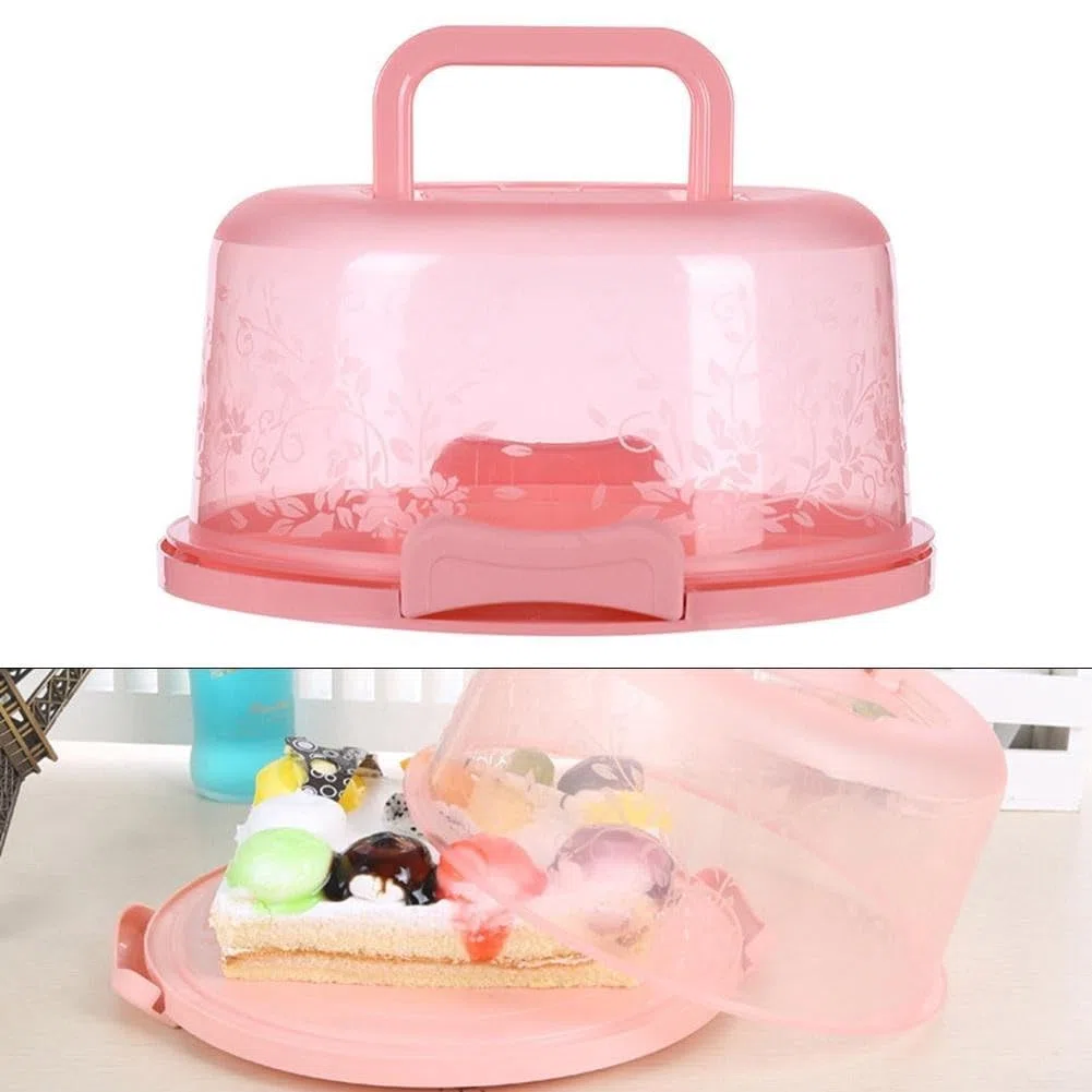 Porta torte sicuro con manico e coperchio trasparente bloccabile, perfetto per trasportare torte, cupcake, torte e altri dolcetti da forno