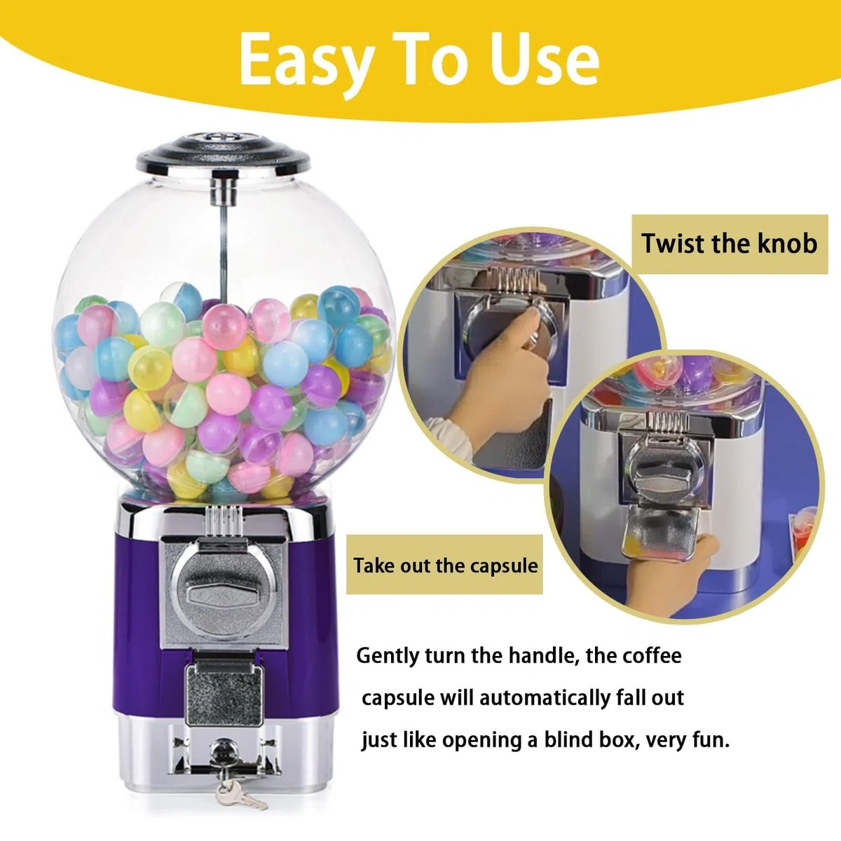 Distributore Di Capsule Di Caffè, Include Base In Metallo Da 63cm E 20 Gusci Di Palline Colorate, Capacità 240 Capsule, Distributore Commerciale Di Gomme Da Masticare A Monete(Green)