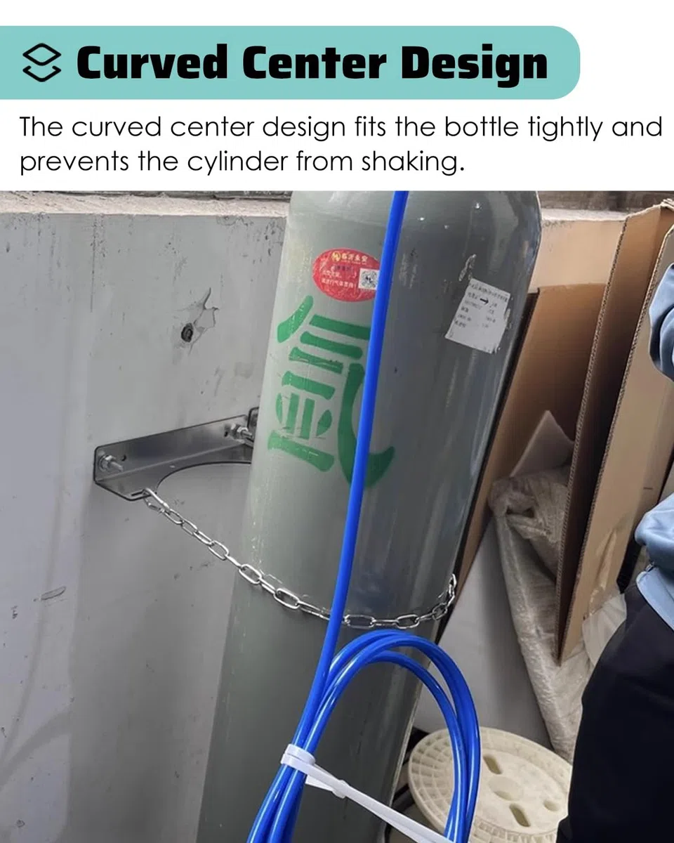 Supporto per Bombola Grande Supporto per Bombola di Ossigeno da 10" di Diametro Montato a Parete, Rastrelliera Portaoggetti per Bombola di Propano Sospesa, Regolatore per Bombola di Azoto Montato a Fo