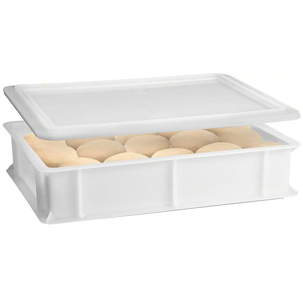 Cassetta con Coperchio portaimpasti palline Pizza Pane panette 60x40x10 certificata per alimenti VASCHETTA DA FRIGO litri 18 professionale impilabile sovrapponibile PIZZERIA CASEIFICI