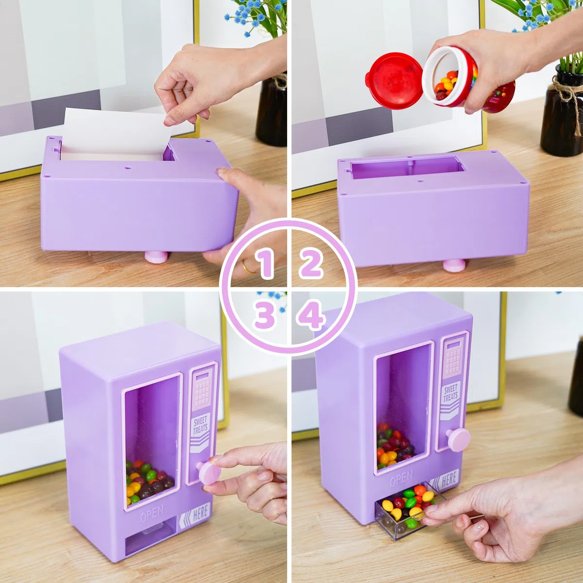 YOBRO Distributore di caramelle, simpatico distributore automatico per scrivania, macchina manuale per caramelle, mini caramelle, regalo di compleanno e Natale per ragazze, regalo per amici, fidanzate
