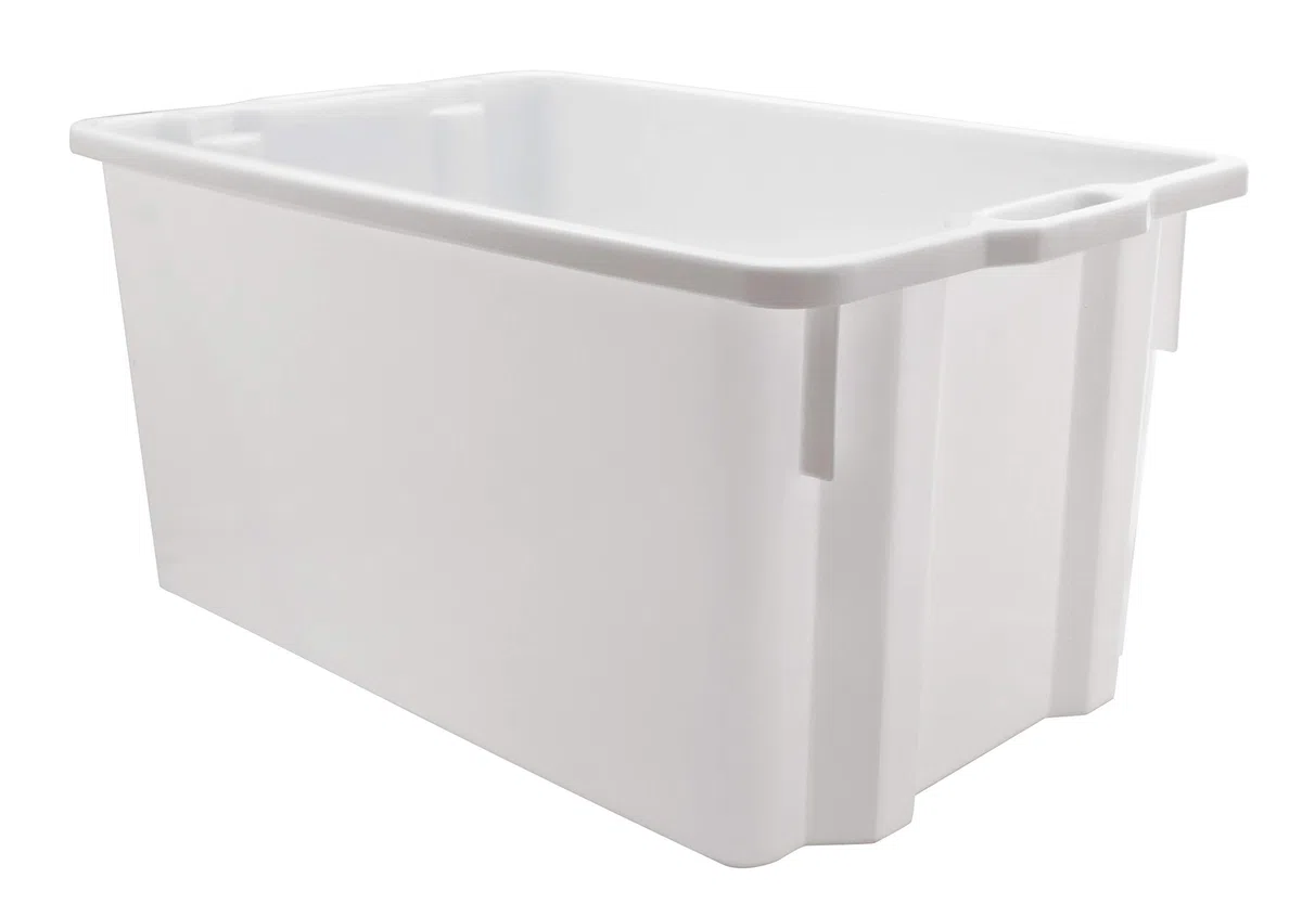 Mobil Plastic Cassa chiusa in plastica per alimenti sovrapponibile e impilabile capienza 90 litri con manici - colore Bianco