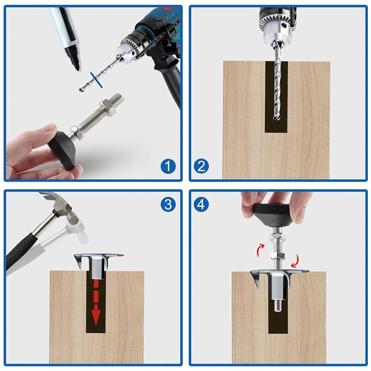 BORDSTRACT Piedi di livellamento della mobilia, 4 pezzi M8 Heavy Duty regolatore di altezza piedino livellatore dimensione filo per tavoli,cassettiera, panca, armadi(D40*M8*L30)