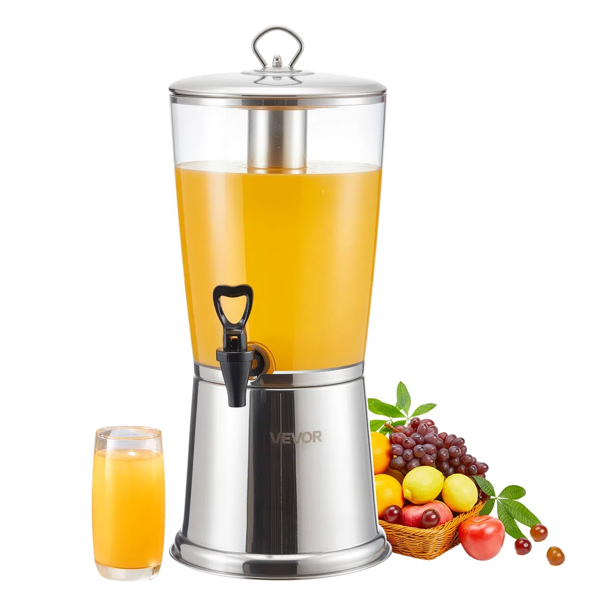 VEVOR Distributore di Bevande, 8 L per Feste, Contenitore di Succhi in Acciaio Inox e Plastica con Rubinetto per Camera del Ghiaccio, Distributore di Tè, Limonata, Succo d'Acqua, per Ristoranti
