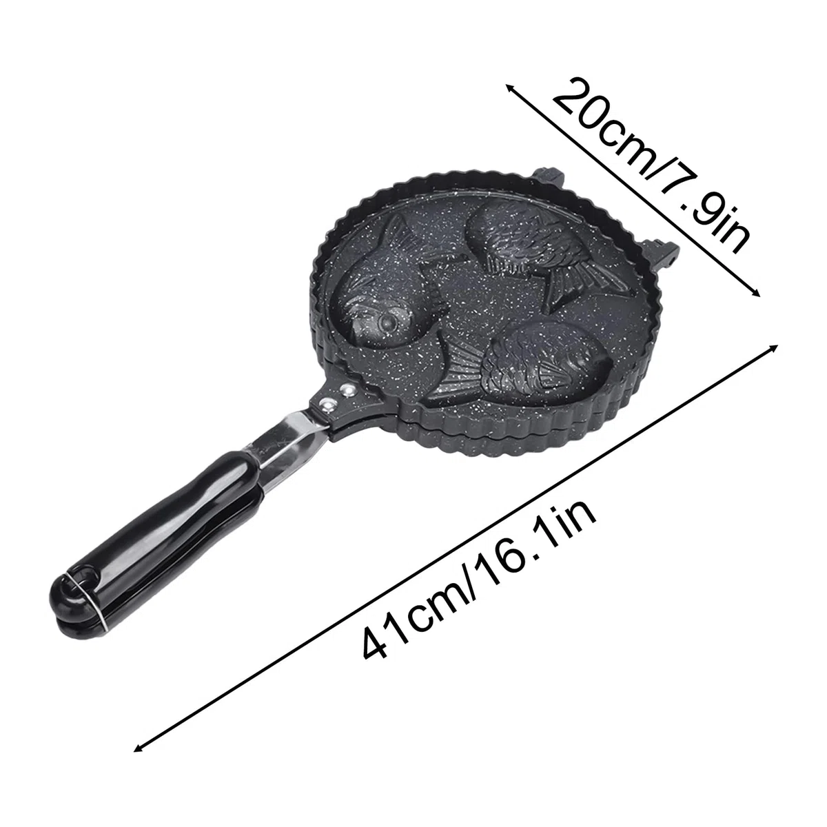Taiyaki Pan - Teglia per torte a forma di pesce Taiyaki, 41 x 20 cm, antiaderente, in lega di alluminio, per colazione, casa e bancarelle di cibo, facile da pulire e riscaldare uniformemente