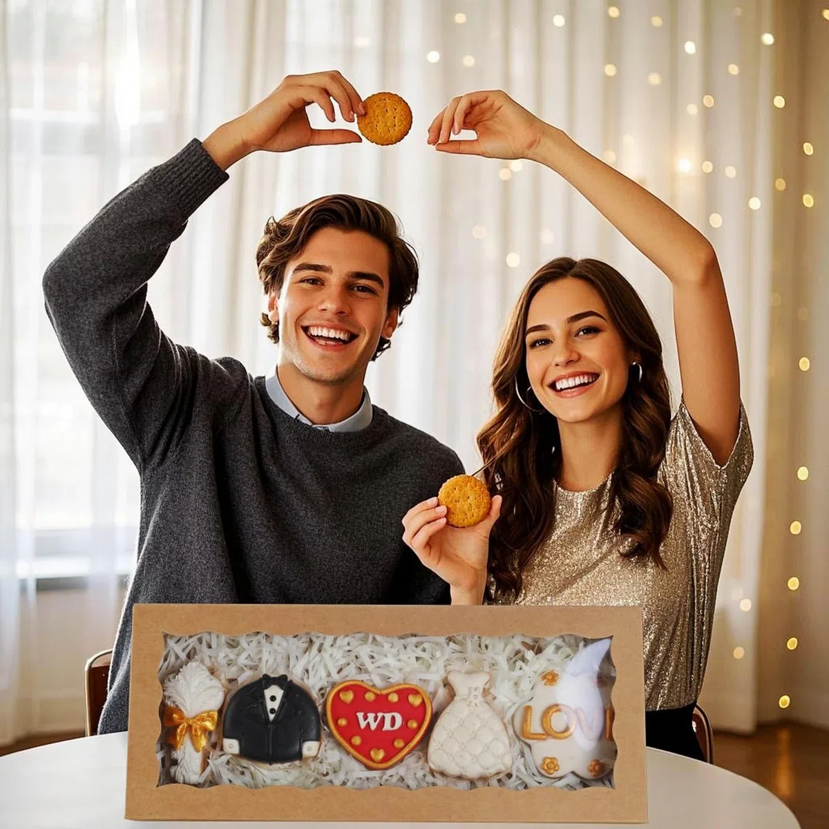 15 scatole bianche da forno con finestra per biscotti, cioccolato, tartufo, macaron, tortine, browines e dolcetti, per Natale, San Valentino, Pasqua, festa della mamma, 30,5 x 12,8 cm