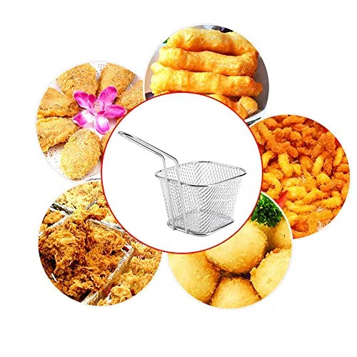 8 mini cesti per patatine fritte in acciaio inossidabile, cestello per fritte, scolapasta per friggere, cestello per friggitrice, strumento da per presentazione di cibo.