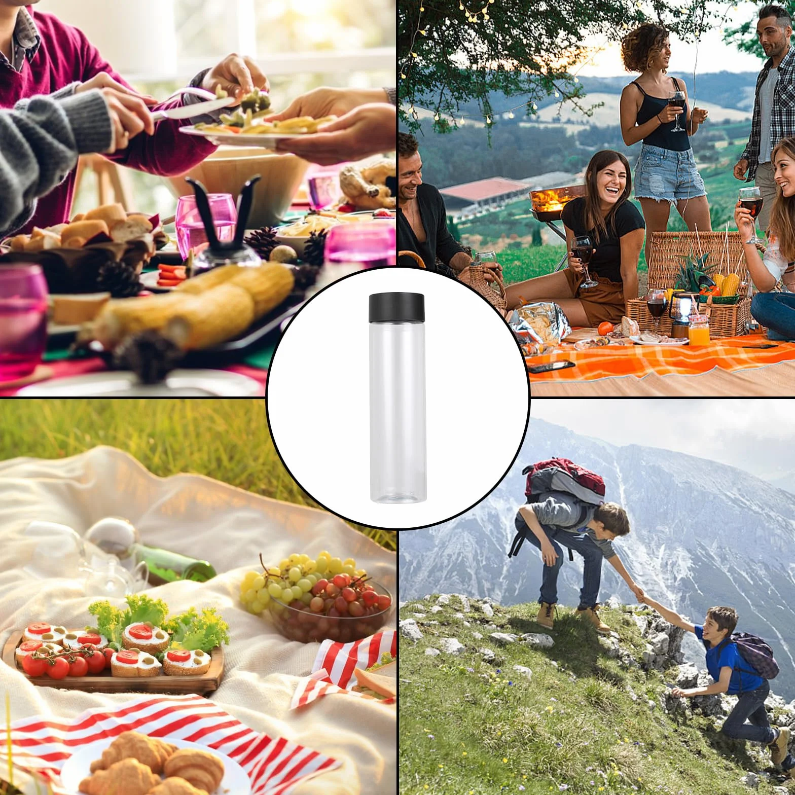 DAJAVE 18Pcs Bottiglie di Succo di Plastica Trasparente in Pet 500ML Bottiglia Plastica Riutilizzabile, Contenitori per Bevande, Svuotare Le Bottiglie di Bevande Frullato con Coperchi per Acqua Succo