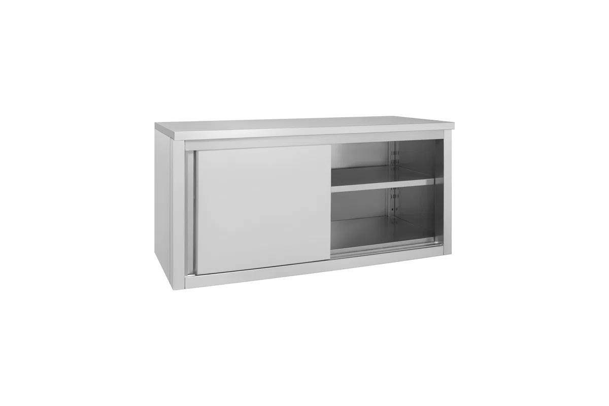 METRO Professional Armadio pensile per cucine professionali GWCB1140, acciaio inox, 140 x 40 x 65 cm, con 2 porte scorrevoli, argento