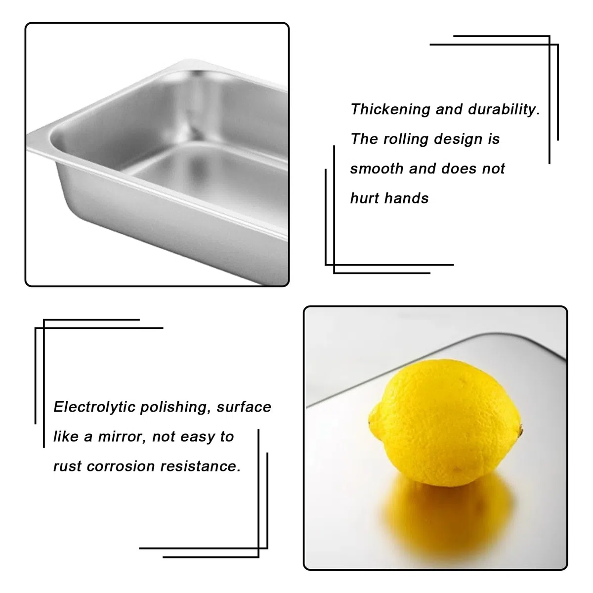 Set di 3 vaschette da paniera: 32,5 x 17,5 x 6,5 cm, contenitore rettangolare in metallo con coperchio in acciaio inox GN 1/3, ciotola in acciaio inox rettangolare, ciotola per impanare pesce, carne e