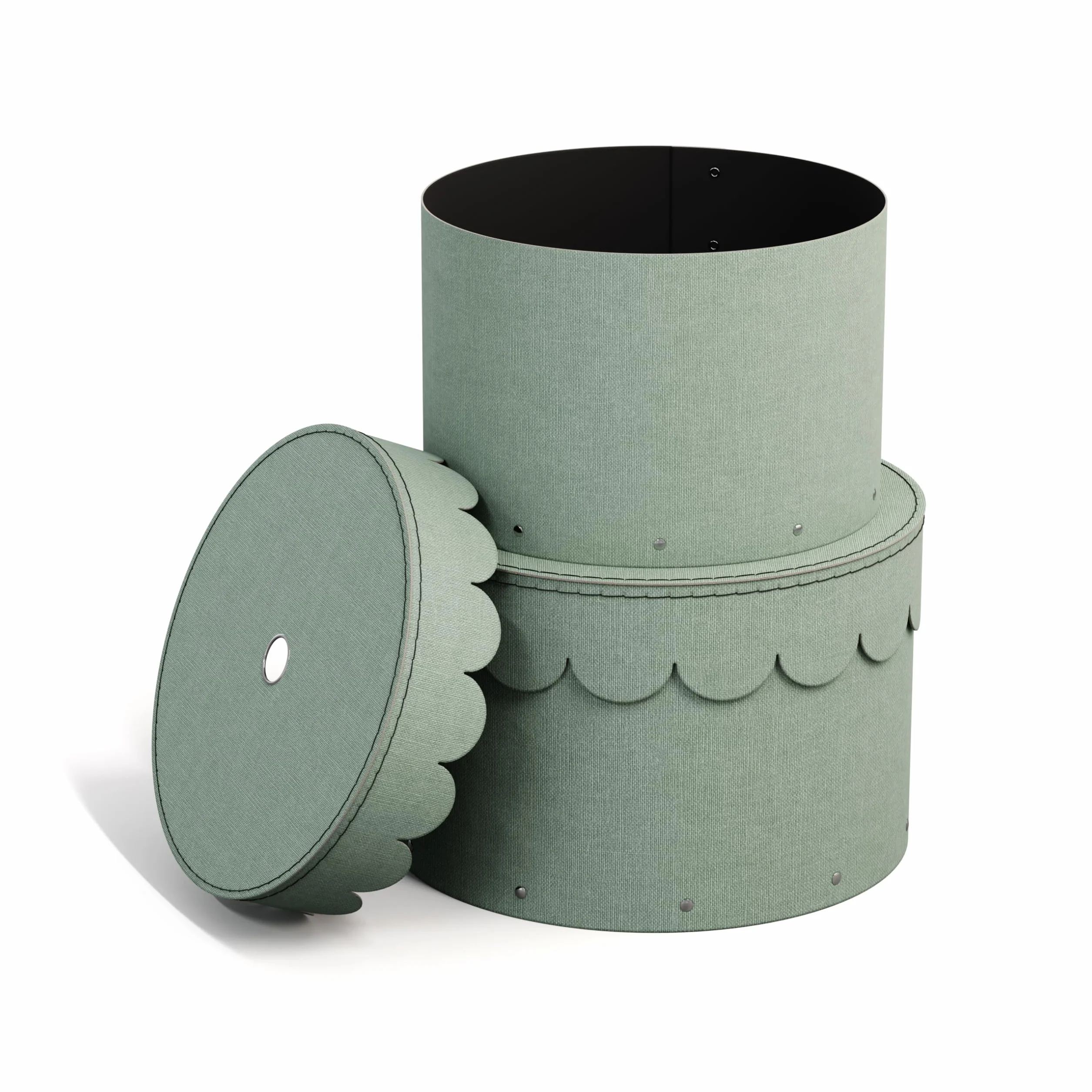 Bigso Box of Sweden WILMA Set di 2 contenitori rotondi con coperchio – Scatola portaoggetti con coperchio per vestiti, giocattoli, ecc. – Scatola rotonda decorativa in fibra e carta effetto lino,