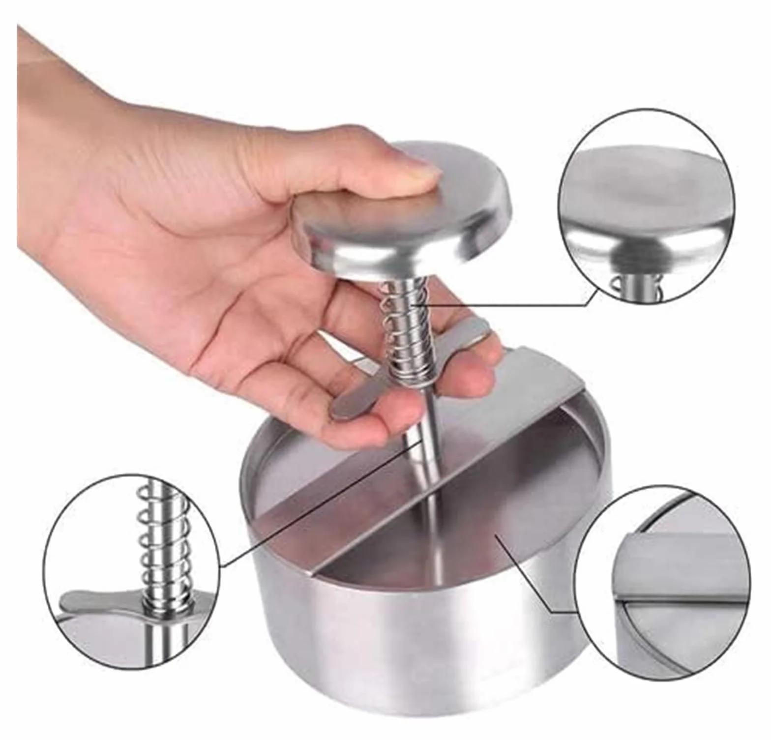 Pressa manuale per carne, pressa per slider, per tortini di hamburger con 100 pezzi di carta per tortini di hamburger - Stampi regolabili per tortini di hamburger, in acciaio inossidabile antiaderente