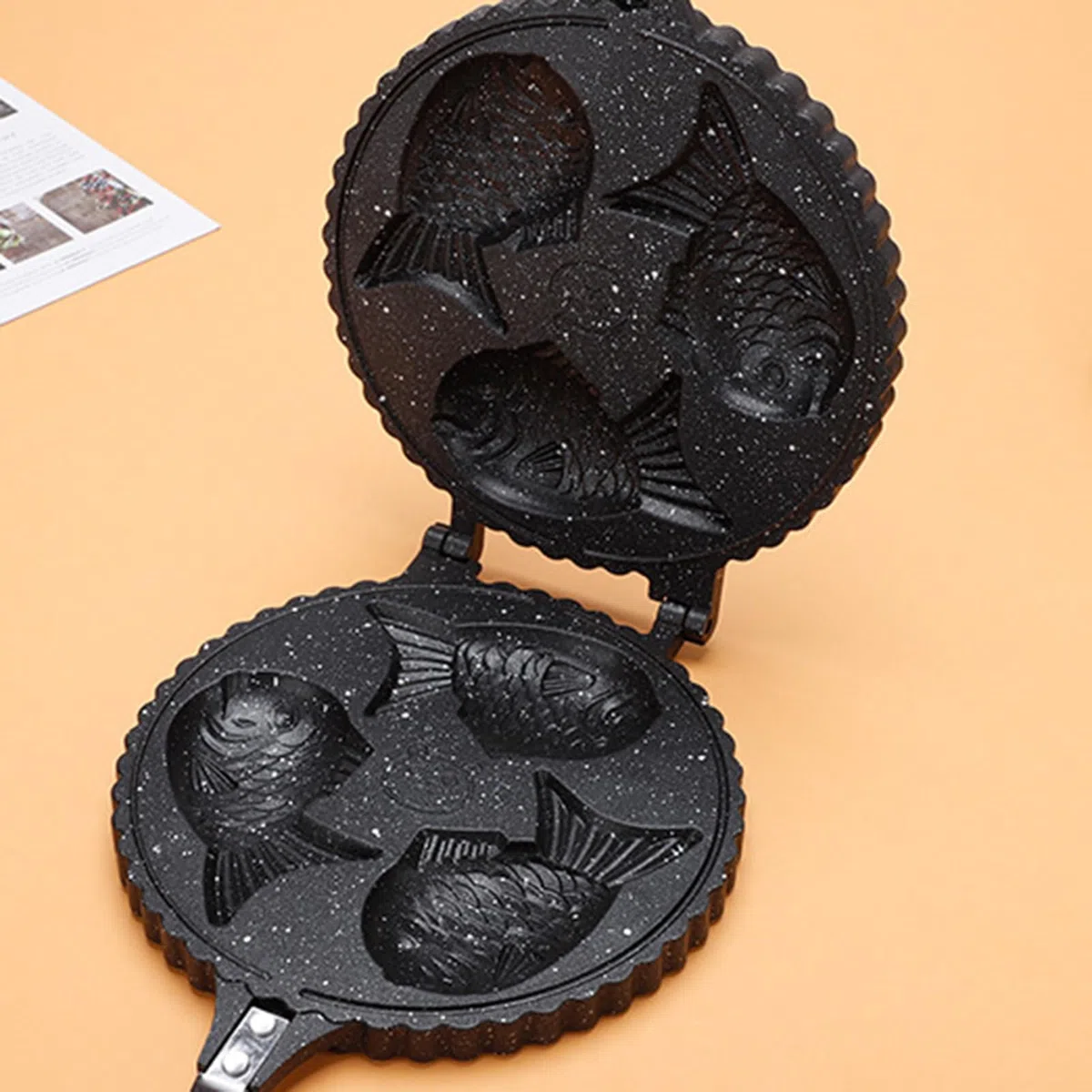 Taiyaki Pan - Teglia per torte a forma di pesce Taiyaki, 41 x 20 cm, antiaderente, in lega di alluminio, per colazione, casa e bancarelle di cibo, facile da pulire e riscaldare uniformemente