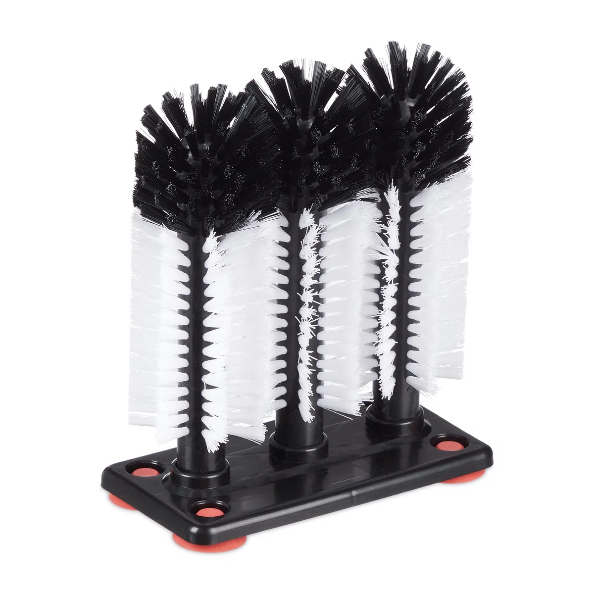 Relaxdays Spazzole Lavabicchieri con Ventose, Pulisci Bicchieri da Lavandino, HxLxP: 22 x 18,5 x 10 cm, Nero Bianco