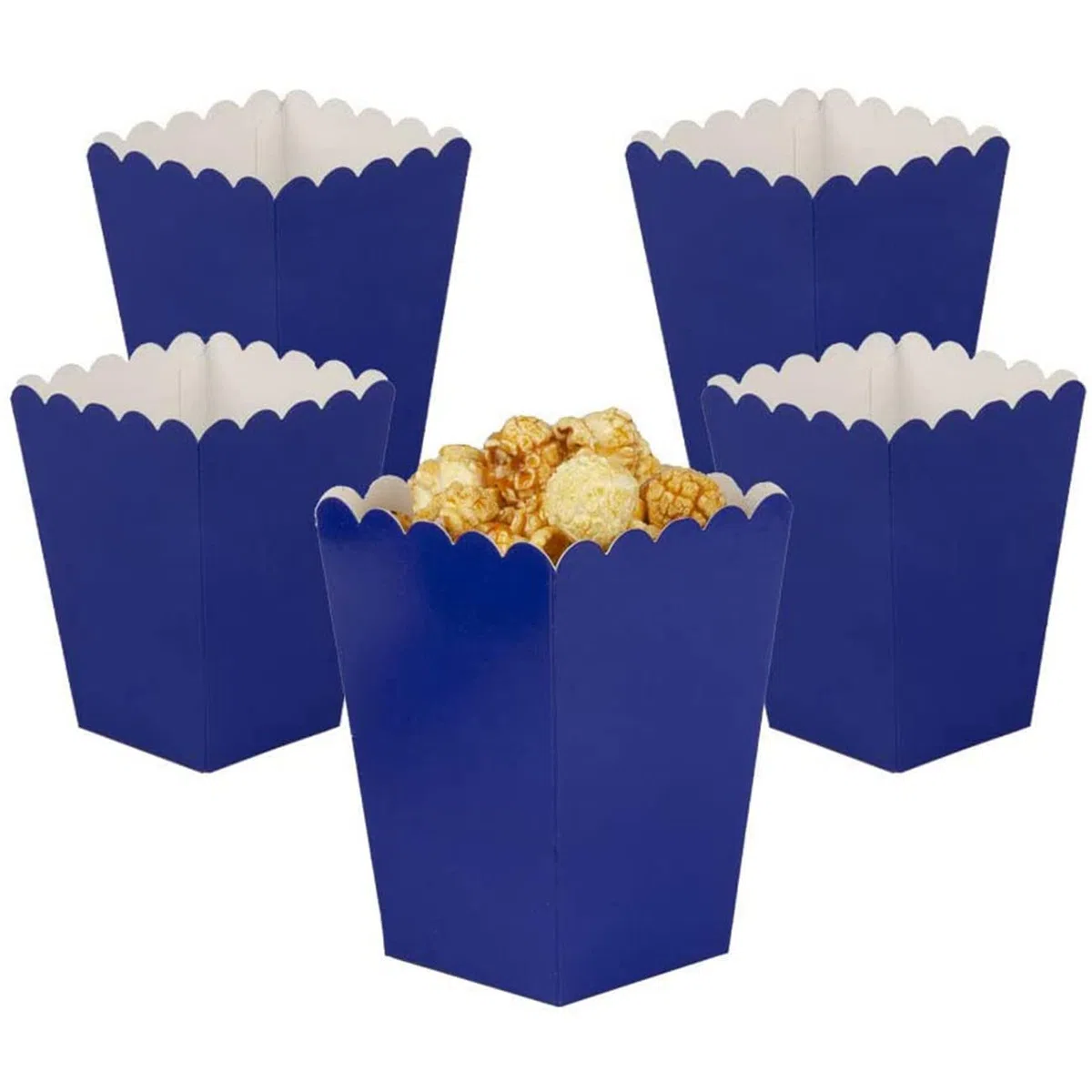 CC wonderland zone 24 sacchetti popcorn blu navy, scatole per popcorn piccole, mini contenitori per popcorn, scatole per popcorn blu in carta per feste
