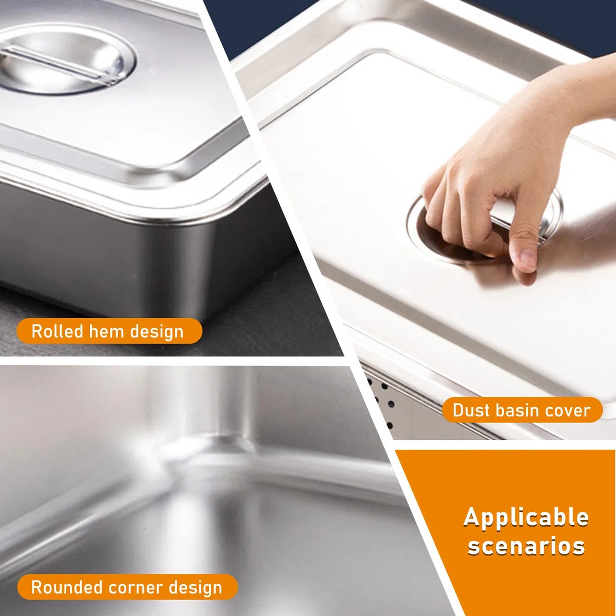 SUNOYA Contenitori Acciaio Inox, Contenitori In Acciaio Inox Con Coperchio E Fori Forati, Tavolo A Vapore In Acciaio Inossidabile, Acciaio Con Coperchio Per Lavare E Conservare Gli Alimenti