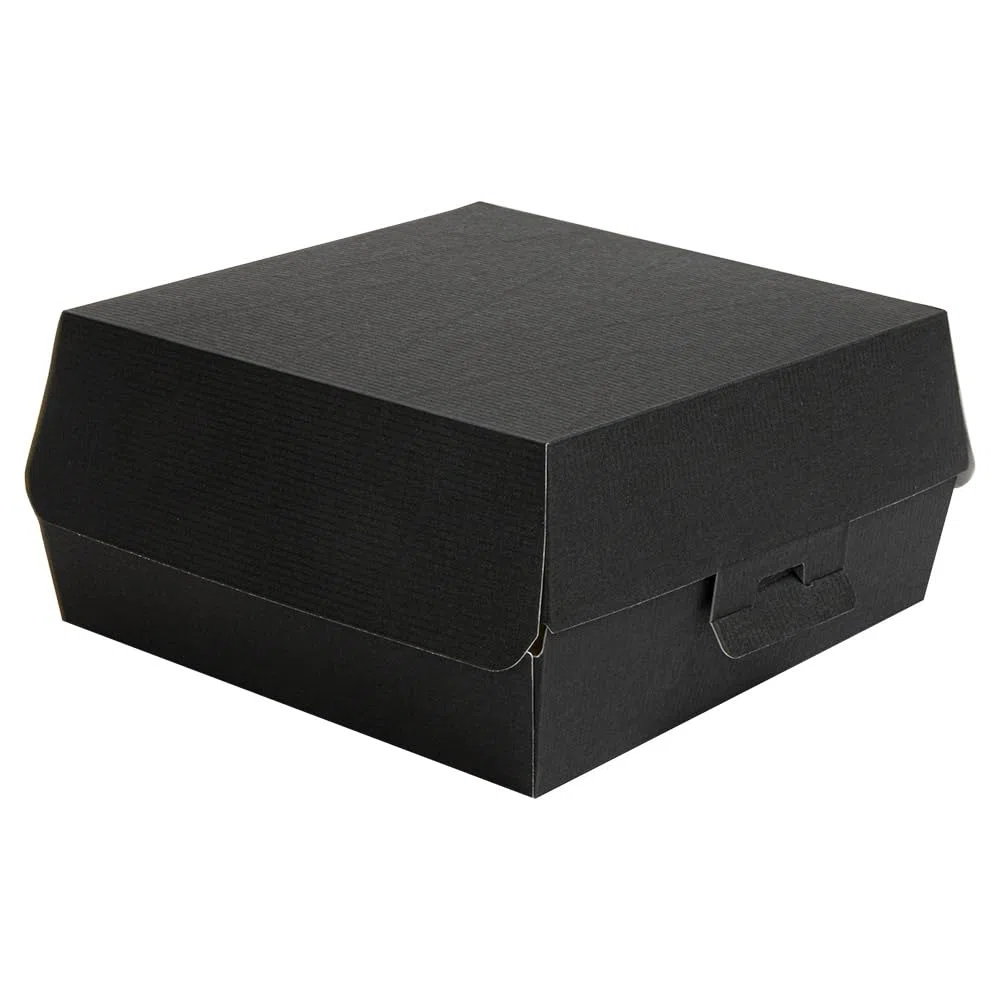 50 pezzi - Conchiglie Hamburger 'Thepack' 230 G/M2 17,6 x 16,8 x 7,8 cm (Xl) nero cartone ondulato Nano-Micro
