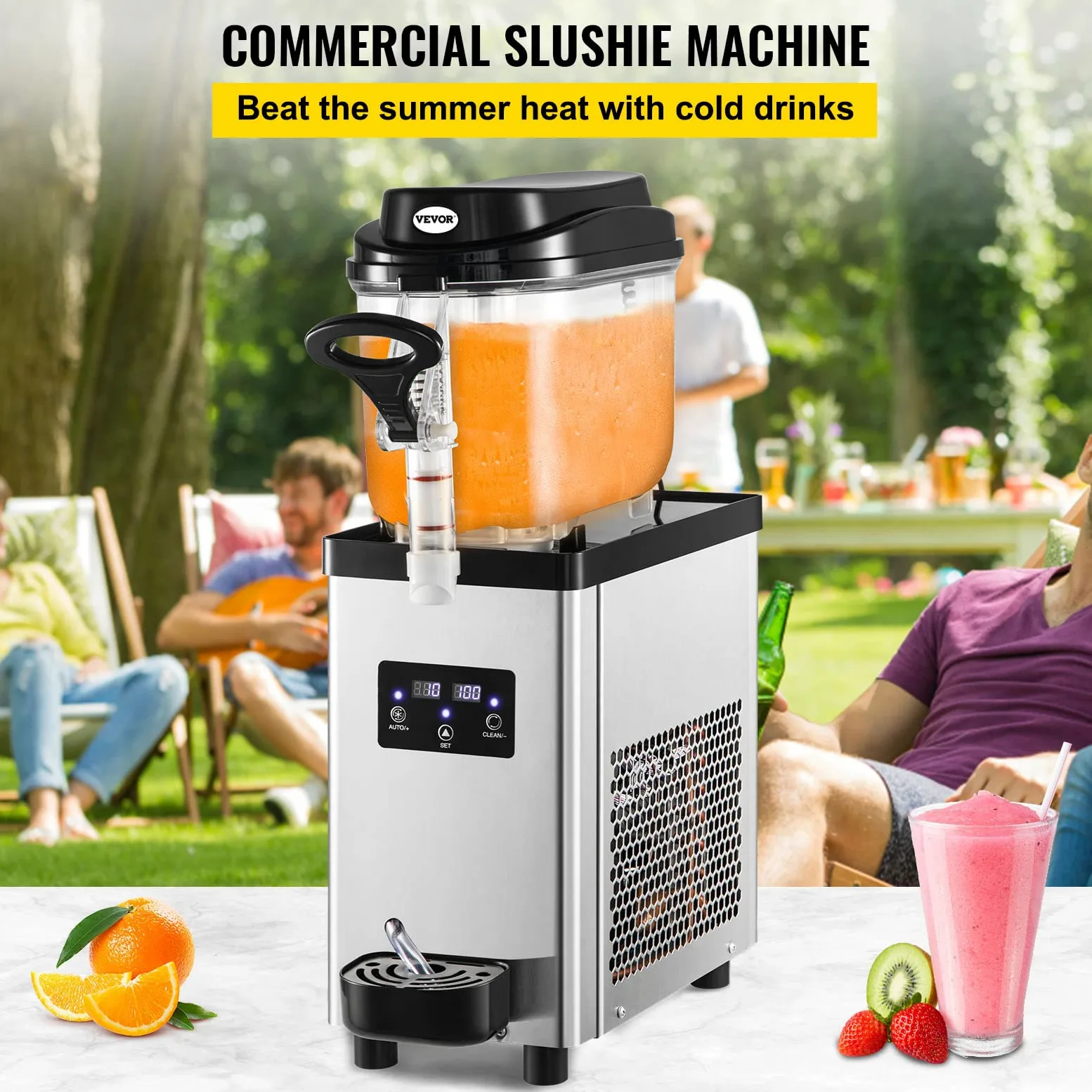 VEVOR Macchina in granito da 6 l, macchina in granito in acciaio inox per bevande congelate, potenza di 300 W in nero, uso per bevande congelate in ristorante, hotel o bar