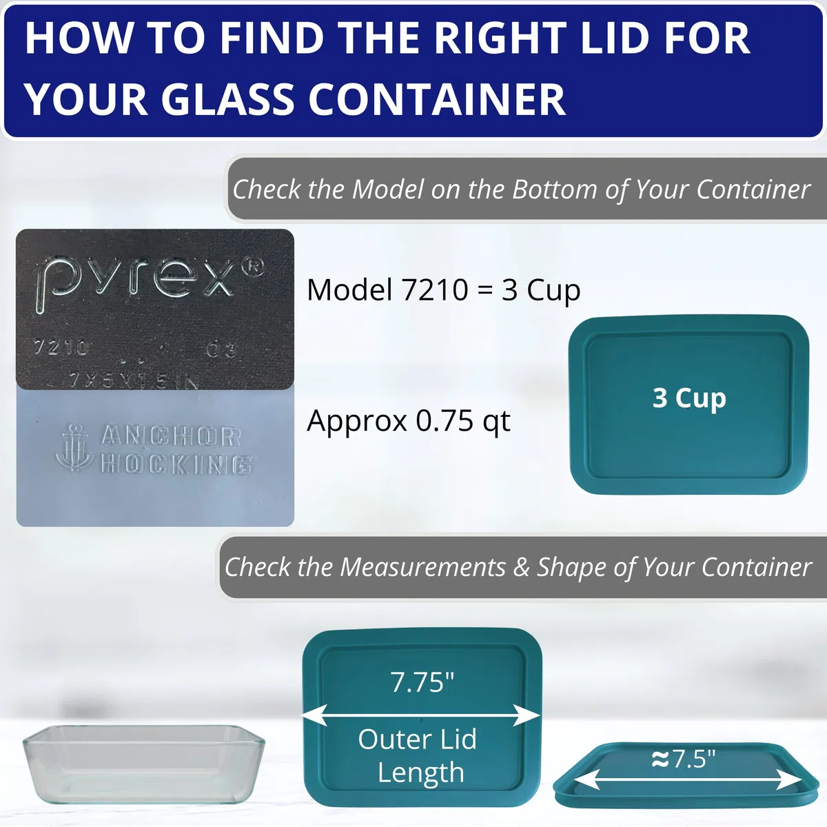 Klareware - Coperchi di ricambio in plastica rettangolare per contenitori per alimenti Klareware e Pyrex 7210, confezione da 4 pezzi, colore: turchese