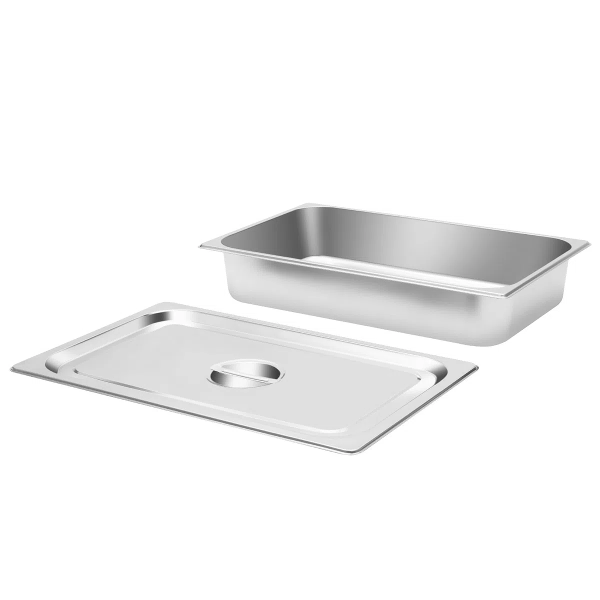 4 contenitori in acciaio inox per hotel, catering e buffet Vassoio per alimenti, con coperchio Porzioni per feste e arrosti da cuocere 50,8 x 30,48 x 10 cm