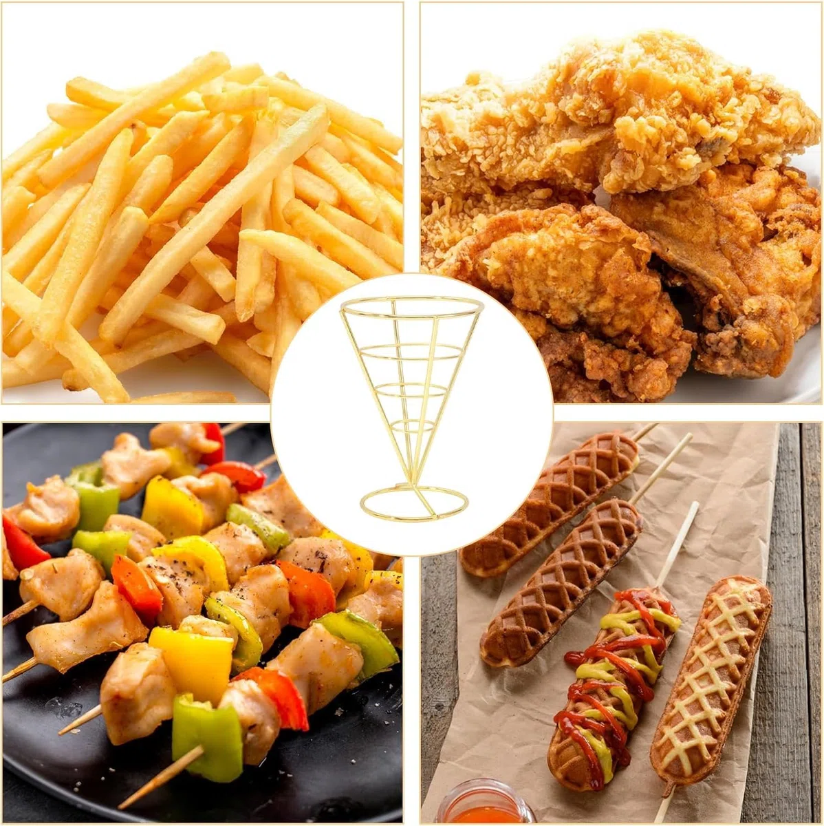 Supporto per Patatine Fritte, 3PCS Cestino per Patatine Fritte Conico Stand Patatine Fritte Finger Food Contenitori Supporto Conico per Patatine Fritte Supporto per Spuntini Cestino Alimenti