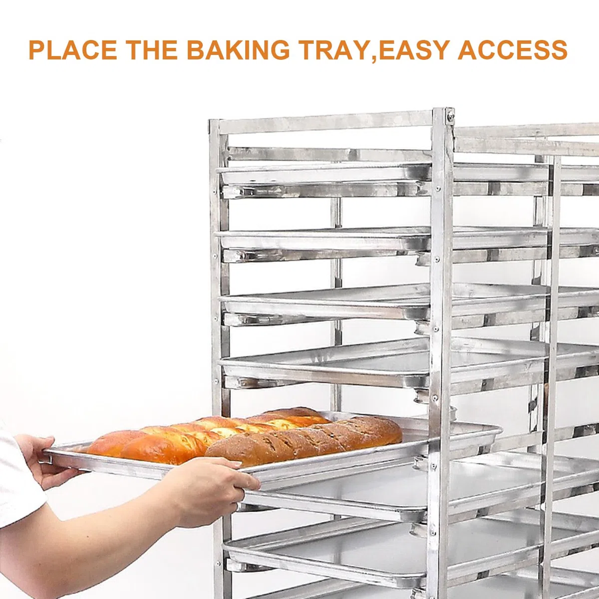 Rack commerciale in acciaio inox per panetteria con ruote freno, vassoio di raffreddamento per impasti pesanti per pizza per cucina, ristorante, caffetteria