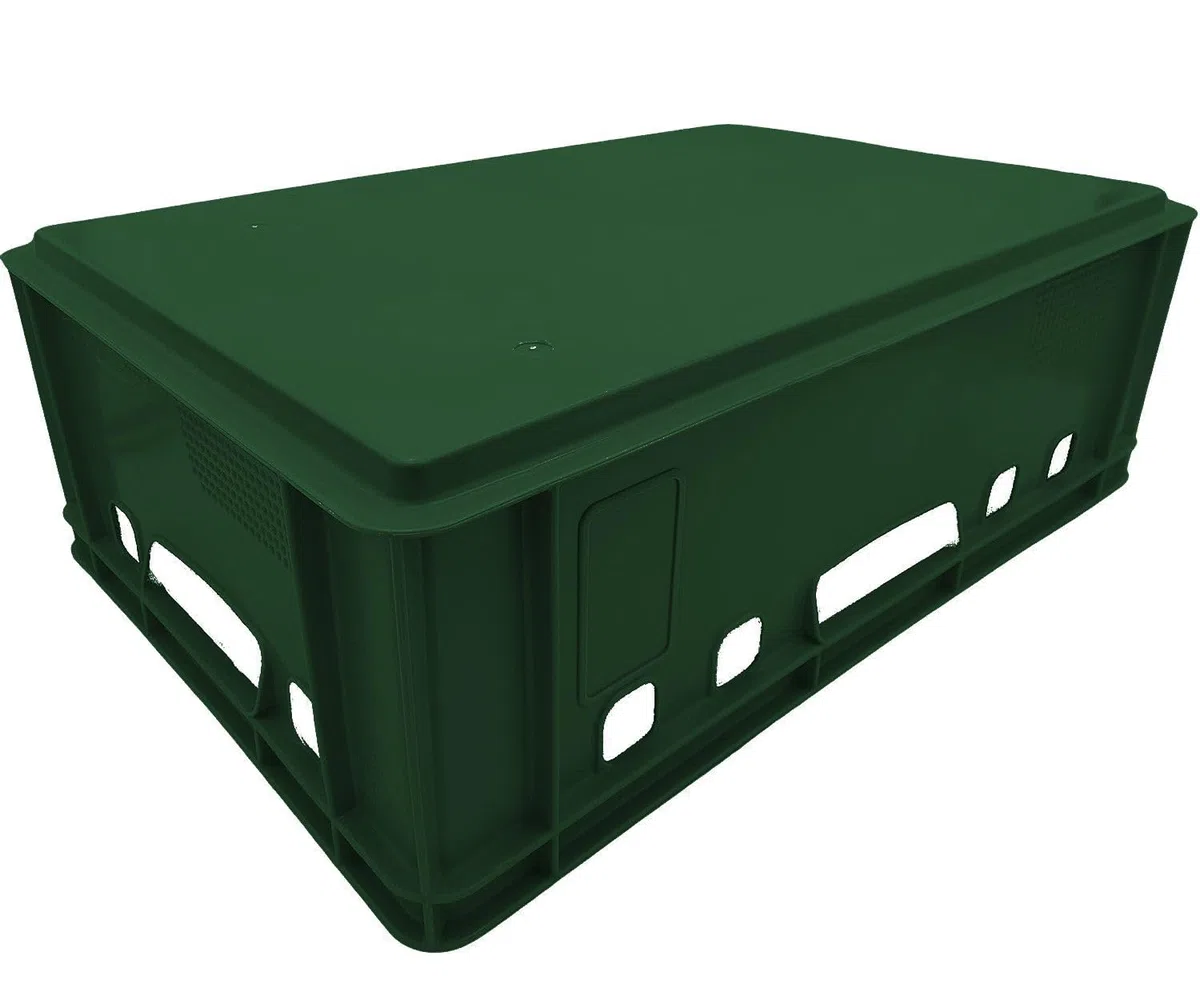 BURI 5 x casse per macellai, E2, 60 x 40 x 20 cm, per alimenti, robuste, impilabili, universali Eurobox dalla Germania (verde scuro)
