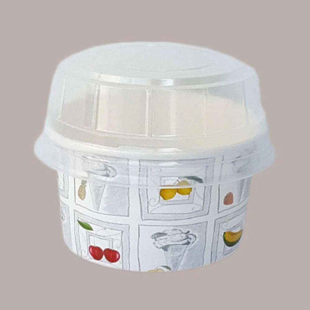 Lucgel Coperchio a Cupola in Plastica per Coppetta in Carta per Gelato da 350cc - 100 pezzi -