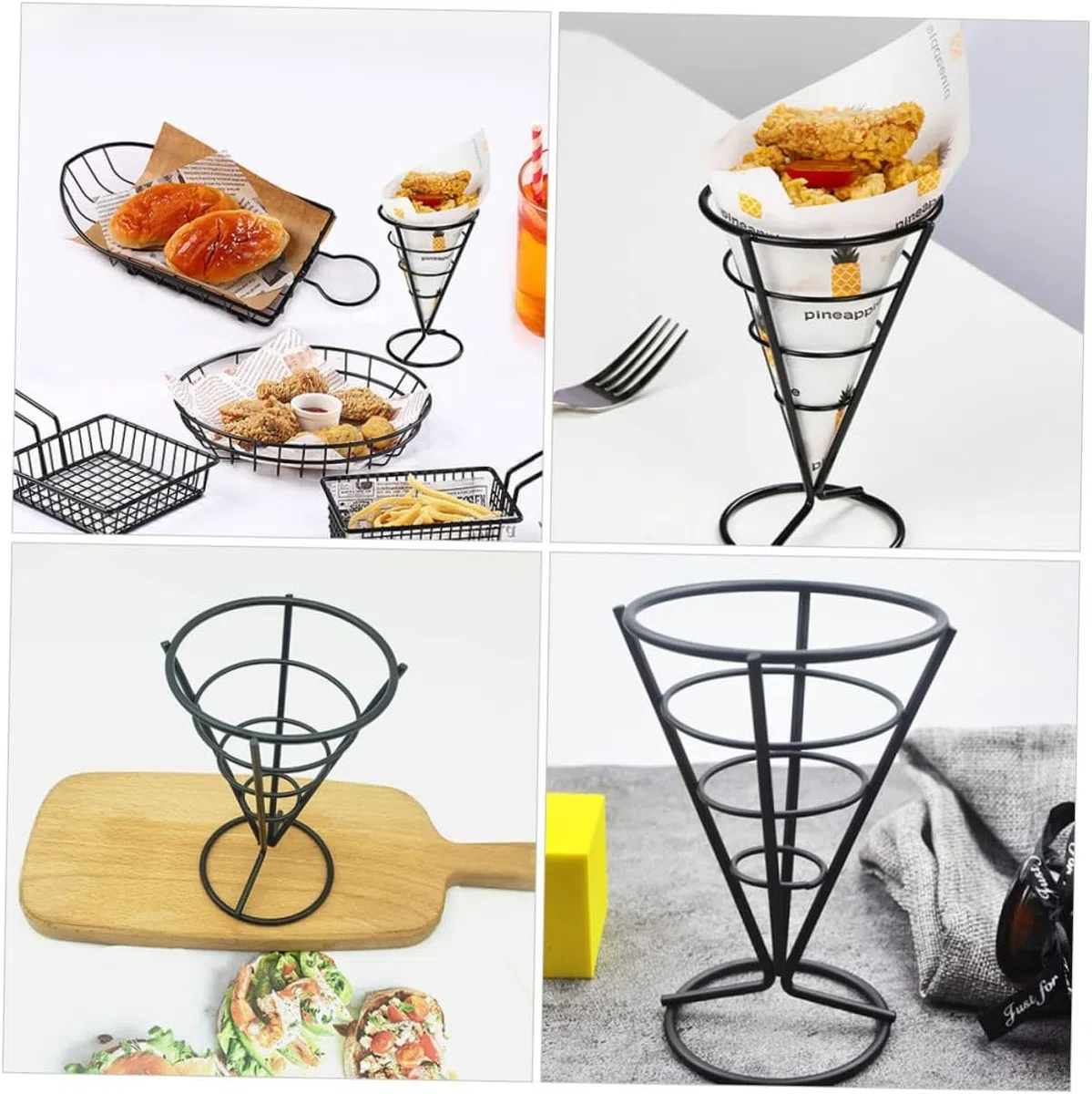 Supporto per Patatine Fritte, 6 Pezzi Conico Stand per Patatine Fritte Finger Food Contenitori Supporto Conico per Patatine Fritte Supporto per Spuntini Cestino per Alimenti