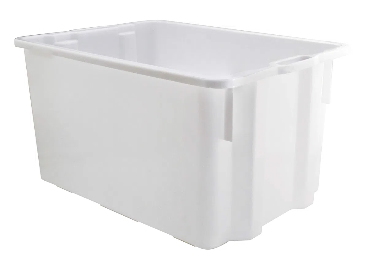 Mobil Plastic Cassa Chiusa in plastica per Alimenti sovrapponibile e impilabile capienza 65 Litri con Manici - Colore Bianco