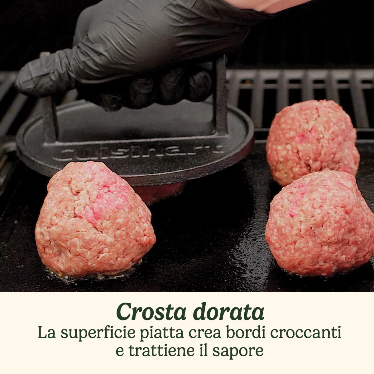 Cuisinart Pressa per hamburger in ghisa, resistente, con manico resistente al calore, 17 cm, per hamburger, carne, panini