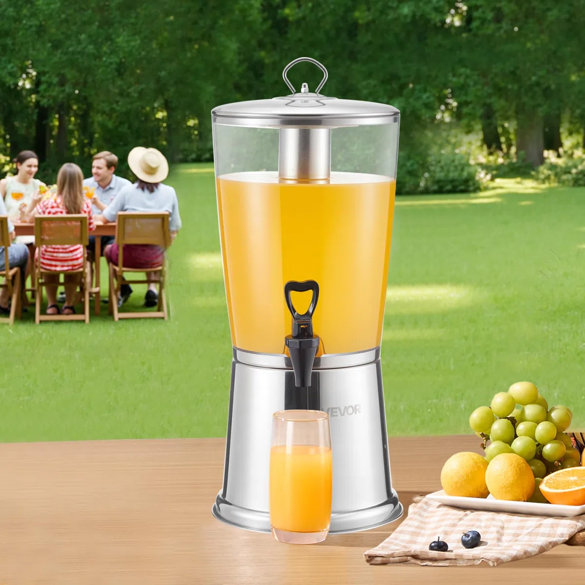 VEVOR Distributore di Bevande, 8 L per Feste, Contenitore di Succhi in Acciaio Inox e Plastica con Rubinetto per Camera del Ghiaccio, Distributore di Tè, Limonata, Succo d'Acqua, per Ristoranti