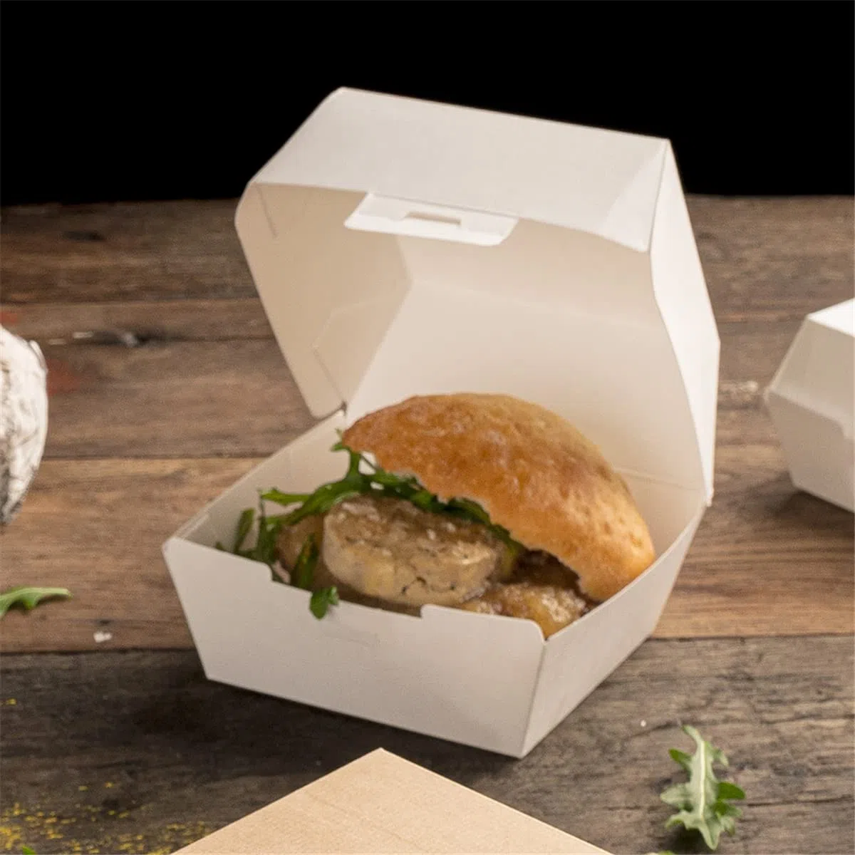 50 pezzi - Conchiglie Hamburger 'Thepack' 230 G/M2 14,4 x 13,6 x 9,2 cm (L+) Bianco Cartone Ondulato Nano-Micro
