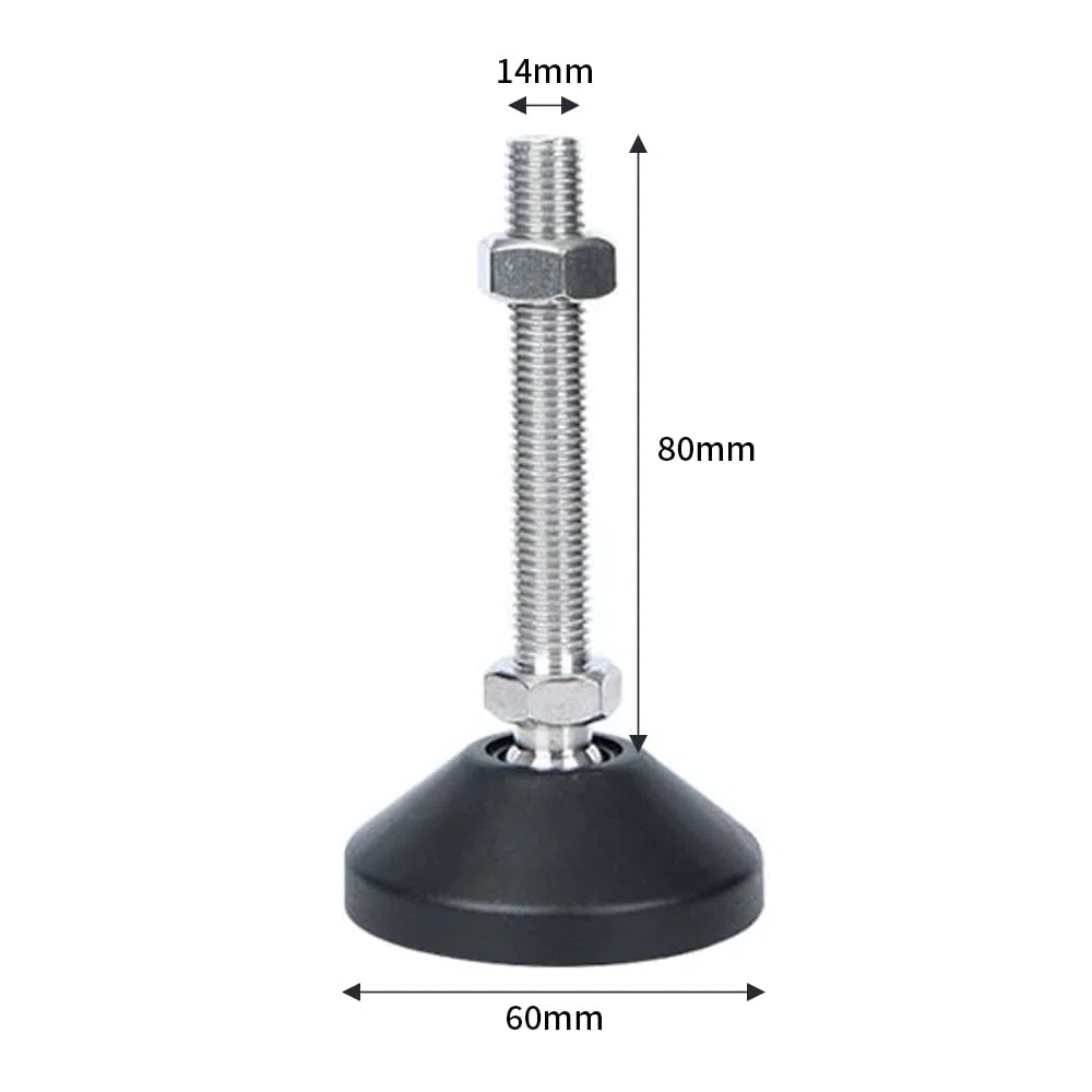 BORDSTRACT 4Pcs M14 Piedini di livellamento, livellatori filettati regolabili,piedi di livellamento a macchina resistenti per il banco di lavoro, attrezzatura meccanica (D60*M14*80)