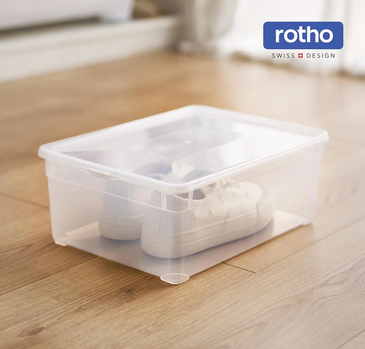 Rotho CLEAR Box Set 6 pezzi contenitori 10 L con coperchio, impilabili, 36×26×14 cm, trasparente blu