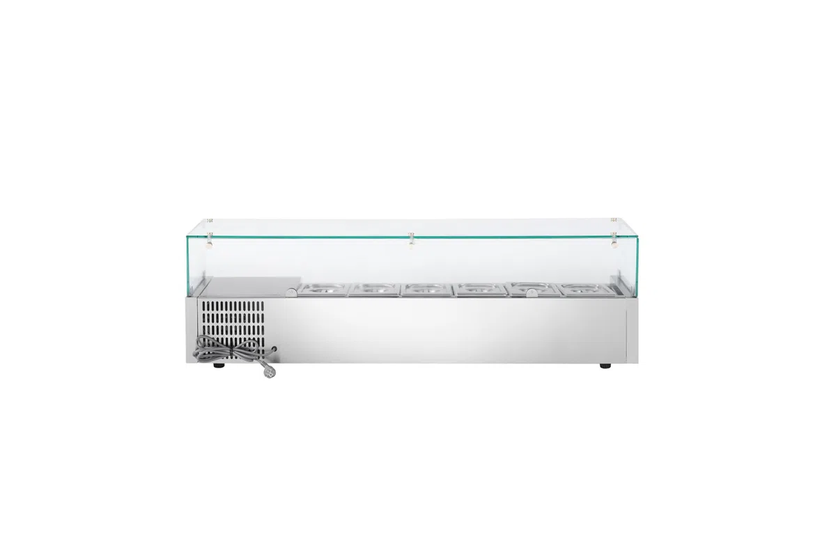 METRO Professional Vetrina refrigerata GHS2150, acciaio inox/vetro, 150 x 39.5 x 43.5 cm, 52 L, 135 W, compatibile con GPT2100, argento
