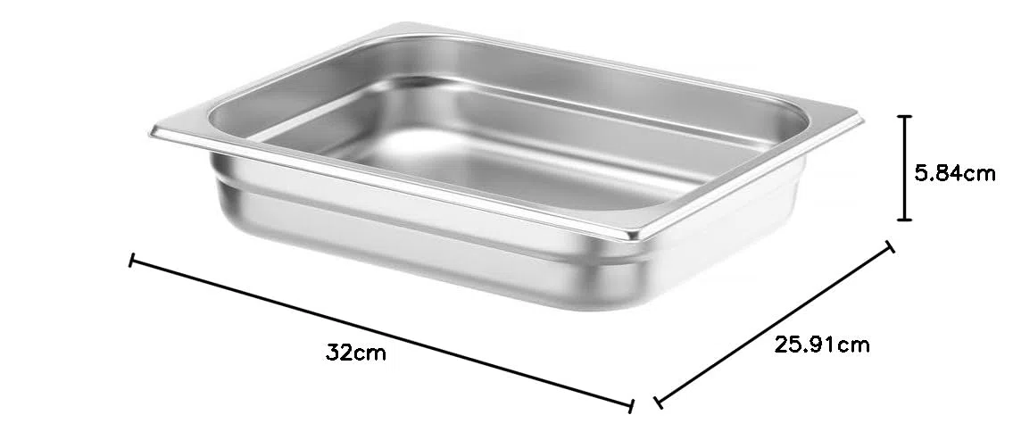 HENDI Contenitore Gastronorm, GN 1/2, resistenza termica -40 °C a 300 °C, compatibile con i forni a convezione, frigoriferi, bagno María, chafing dishes, 4L, 325x265x(H)65mm, acciaio inox 18/10